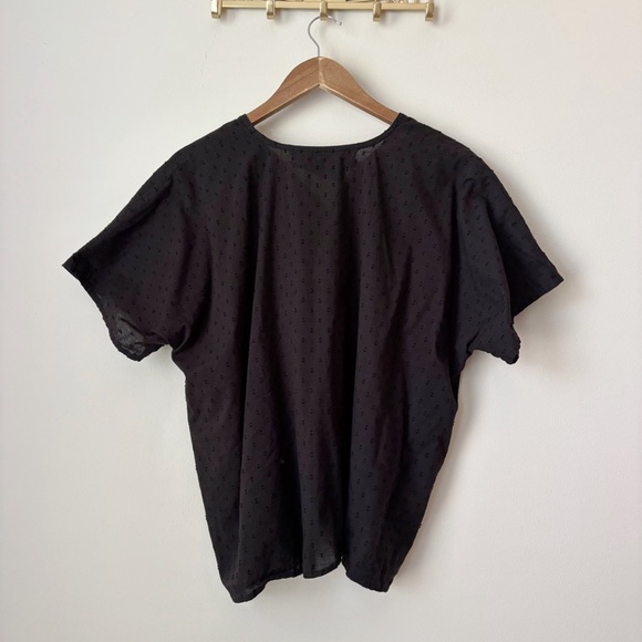India Collection Emerson Fry Swiss Dot Blouse OS Black One Size - Picture 4 of 7